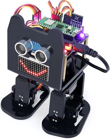 مجموعة روبوت Freenove ذات قدمين لـ Raspberry Pi Pico W (متضمنة) (متوافقة مع Arduino IDE)، تعبيرات مصفوفة LED، تجنب العوائق، أضواء ملونة، طنان، مكبر صوت، تطبيق in Kuwait
