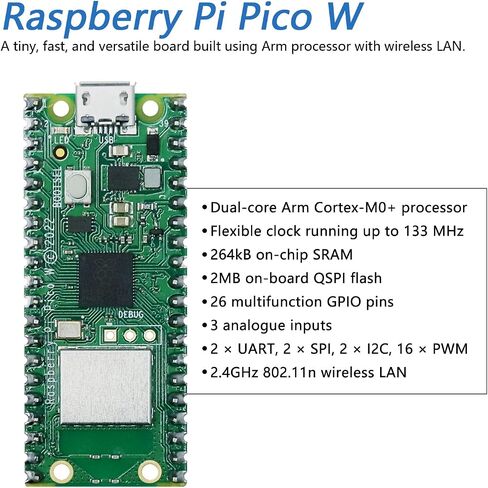 مجموعة روبوت Freenove ذات قدمين لـ Raspberry Pi Pico W (متضمنة) (متوافقة مع Arduino IDE)، تعبيرات مصفوفة LED، تجنب العوائق، أضواء ملونة، طنان، مكبر صوت، تطبيق in Kuwait
