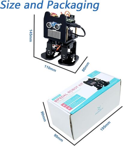 مجموعة روبوت Freenove ذات قدمين لـ Raspberry Pi Pico W (متضمنة) (متوافقة مع Arduino IDE)، تعبيرات مصفوفة LED، تجنب العوائق، أضواء ملونة، طنان، مكبر صوت، تطبيق in Kuwait