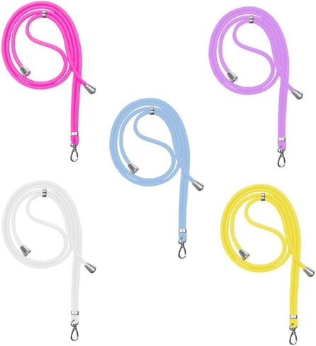 5 قطع من حبال الهاتف الخلوي العالمية القابلة للتعديل والفصل والرقبة من النايلون بألوان فاتحة (الوردي والأبيض والأرجواني والأزرق الفاتح والأصفر) 5 قطع وسادات بطاقات شفافة لمعظم الهواتف الذكية in Kuwait