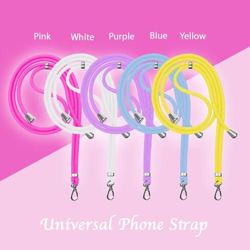 5 قطع من حبال الهاتف الخلوي العالمية القابلة للتعديل والفصل والرقبة من النايلون بألوان فاتحة (الوردي والأبيض والأرجواني والأزرق الفاتح والأصفر) 5 قطع وسادات بطاقات شفافة لمعظم الهواتف الذكية in Kuwait