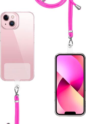 5 قطع من حبال الهاتف الخلوي العالمية القابلة للتعديل والفصل والرقبة من النايلون بألوان فاتحة (الوردي والأبيض والأرجواني والأزرق الفاتح والأصفر) 5 قطع وسادات بطاقات شفافة لمعظم الهواتف الذكية in Kuwait