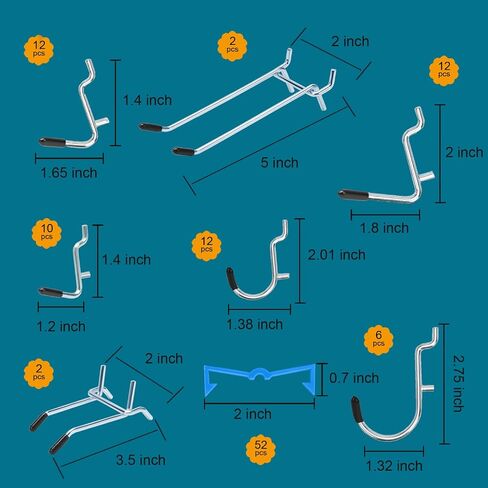Daanxw 148PCS Pegboard Accessories Organizer Kit, Pegboard Bins, Pegboard Set for Tools, 1/8 and 1/4 inch Pegboard Hooks Assortment, Pegboard Bins, Metal Hooks for Hanging Storage (Blue) in Saudi Arabia