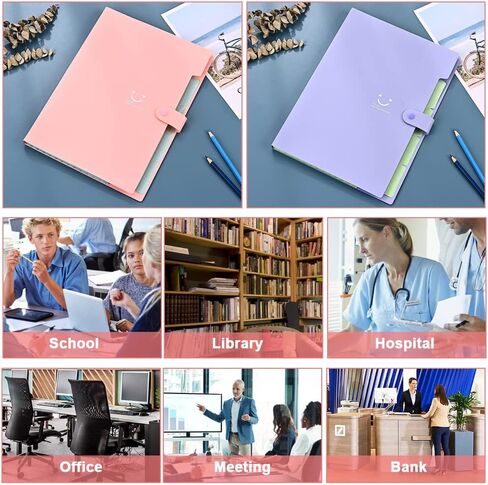 مجلد الأكورديون القابل للتوسيع، FOME 2 حزمة مجلد ملفات متين قابل للتوسيع 5 حجم حرف الجيب / منظم مستندات ورقية A4 للمدرسة والمكتب المنزلي (أرجواني، وردي) in Kuwait