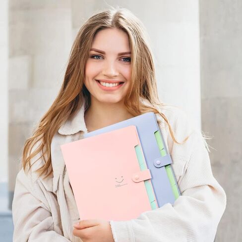 مجلد الأكورديون القابل للتوسيع، FOME 2 حزمة مجلد ملفات متين قابل للتوسيع 5 حجم حرف الجيب / منظم مستندات ورقية A4 للمدرسة والمكتب المنزلي (أرجواني، وردي) in Kuwait