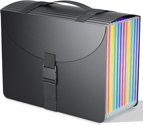 Accordion File Organizer/Expanding File Folders/Portable File Box,13 Pockets Accordian Filing Folder with Handle for Document Paper Receipt Bill Organizer,A4/Letter Size,Colored Tabs,Black Diamond in Saudi Arabia