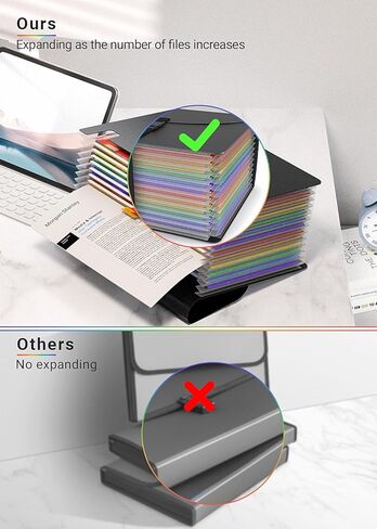 Accordion File Organizer/Expanding File Folders/Portable File Box,13 Pockets Accordian Filing Folder with Handle for Document Paper Receipt Bill Organizer,A4/Letter Size,Colored Tabs,Black Diamond in Saudi Arabia