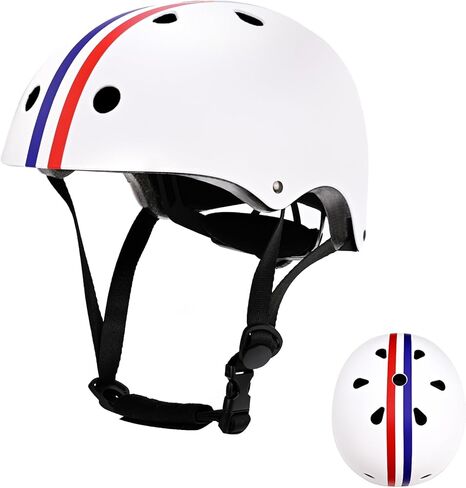 LIRENGUI Kids Helmet, Adjustable Simple White Color Helmet, Bike Helmet for Boys and Girls, Highly-Protective & Premium Ventilation, Bicycle Rollerblading Longboard Skate Scooter in Saudi Arabia