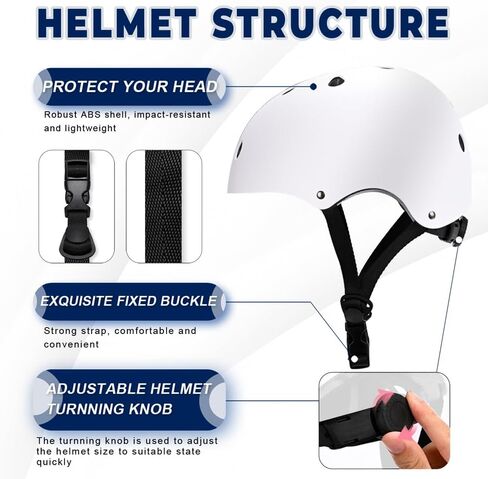 LIRENGUI Kids Helmet, Adjustable Simple White Color Helmet, Bike Helmet for Boys and Girls, Highly-Protective & Premium Ventilation, Bicycle Rollerblading Longboard Skate Scooter in Saudi Arabia