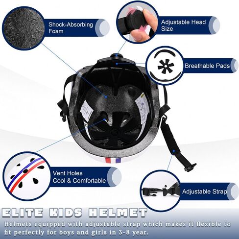LIRENGUI Kids Helmet, Adjustable Simple White Color Helmet, Bike Helmet for Boys and Girls, Highly-Protective & Premium Ventilation, Bicycle Rollerblading Longboard Skate Scooter in Saudi Arabia