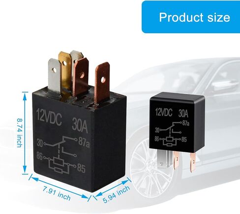 2 PCS 5 Pin 12V Car Starter Relay, Multi-Purpose 30A Waterproof Heavy Duty Relay Replacement, Universal Automotive Conditioner Relay Accessories for Cars SUVs Trucks (Black) in Saudi Arabia