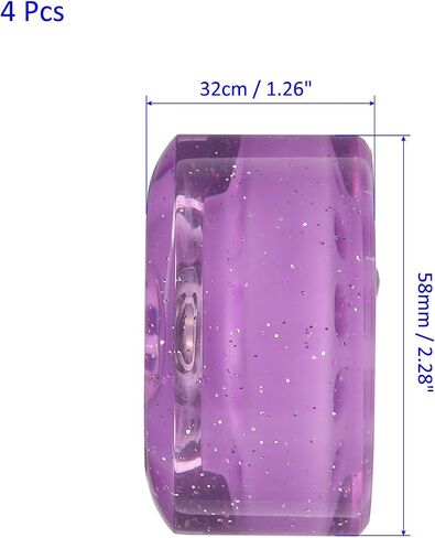 M METERXITY 4 Pack Skate Wheels - PU Quad Skate Fitting Wheels with Bearing, Apply to Double Row Roller Skating/Skateboard (Shine Purple) in Saudi Arabia