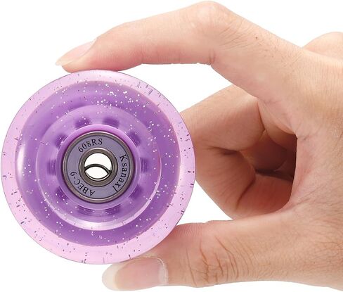 M METERXITY 4 Pack Skate Wheels - PU Quad Skate Fitting Wheels with Bearing, Apply to Double Row Roller Skating/Skateboard (Shine Purple) in Saudi Arabia