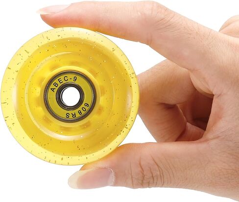 عبوة من 4 عجلات تزلج من M METERXITY - عجلات تزلج رباعية من البولي يوريثان مع محمل، تنطبق على التزلج/لوح التزلج ذو الصف المزدوج (أصفر لامع) in Kuwait