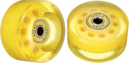 عبوة من 4 عجلات تزلج من M METERXITY - عجلات تزلج رباعية من البولي يوريثان مع محمل، تنطبق على التزلج/لوح التزلج ذو الصف المزدوج (أصفر لامع) in Kuwait