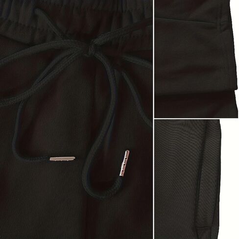 Women's Cargo Sweatpants Stacked Pants High Waisted Fleece Casual Workout Joggers Trousers Black in Saudi Arabia