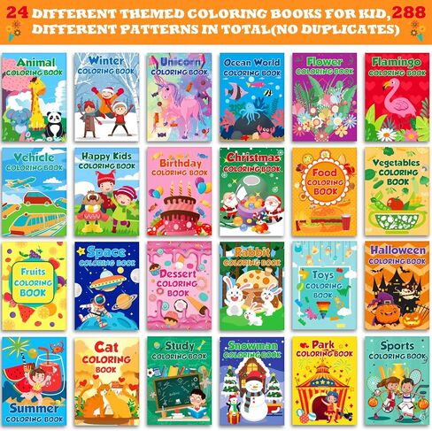 24Pack Small Coloring Books for Kids with 24 Stacking Crayons Set Bulk Coloring Books for Kids Ages 2-4, 4-8, 8-12 Mini Coloring Books for Birthday Party Gifts Goodie Bags Stuffers Classroom Activity in Saudi Arabia
