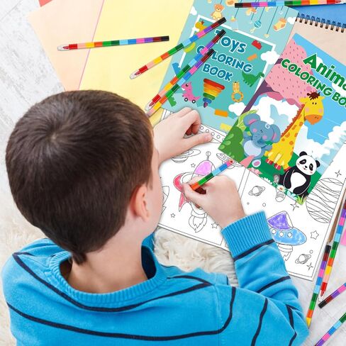24Pack Small Coloring Books for Kids with 24 Stacking Crayons Set Bulk Coloring Books for Kids Ages 2-4, 4-8, 8-12 Mini Coloring Books for Birthday Party Gifts Goodie Bags Stuffers Classroom Activity in Saudi Arabia