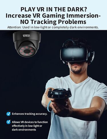 مصباح Tonton VR Illuminator بالأشعة تحت الحمراء لـ Quest 2، Quest 3، PSVR2، PS5 VR2، تتبع اليد المحسن، تحسين الحساسية، تقليل الانجراف، وتجربة ألعاب غامرة بدون إزعاج الضوء (أسود) in Saudi Arabia