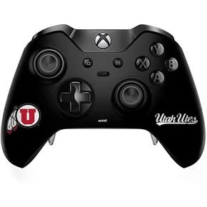 ملصق Skinit المخصص للألعاب متوافق مع وحدة تحكم Xbox One Elite - دائرة وريشة مرخصة رسميًا من كلية يوتا على تصميم أسود in Kuwait