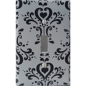 Black and Gray Damask Light Switch Plate / Single Toggle / Damask Nursery Wall Decor (Single Toggle Light Switch Plate) in Saudi Arabia