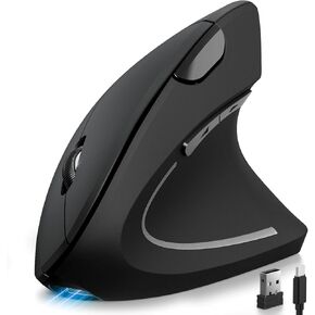2.4G Wireless Vertical Mouse, Rechargeable Ergonomic Optical Mice: 3 Adjustable DPI 800/1200/1600 Levels 6 Buttons, for Laptop, PC, Computer, Desktop, Notebook etc, Black in Kuwait