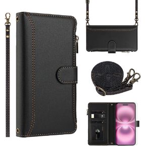 Asuwish Phone Case for iPhone 17 Pro Max 6.9 inch Wallet Cover with Tempered Glass Screen Protector Crossbody Leather Flip Zipper Credit Card Holder Cell i Phone17 17Pro i17 ProMax 17ProMax Men Blue in Kuwait