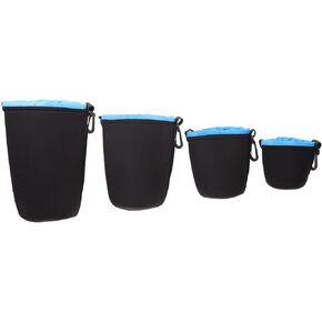 HOMSFOU 4pcs Neoprene Camera Lens Bag Set Waterproof Lens Pouch Protective Case for Dslr Photography Accessories Blue in Kuwait