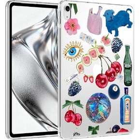 for iPad Air 13" (M3) 2025/ (M2) 2024,Cute Cherry Berries Crystal Clear Case,Slim Lightweight Anti-Scratch Soft TPU Bumper Hard Acrylic Back Cover for Women in Kuwait