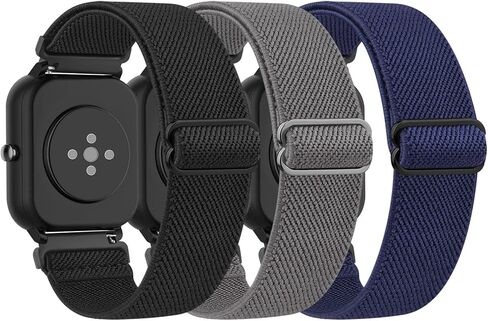 3 Pack Stretchy Nylon Watch Bands for Amazfit Active 2/Active, 20mm Soft Elastic Replacement Sport Straps for Amazfit Bip 3 Pro/3/U Pro/GTR mini/GTS 4/3/2 in Saudi Arabia