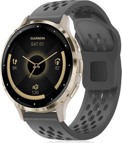 أحزمة قابلة للتنفس متوافقة مع Garmin Vivoactive 4S/Vivomove 3S/Venu 3S/Venu 2S، سوار معصم بديل لساعة من السيليكون الناعم مقاس 18 مم لـ Garmin Forerunner 265S/255S/255S Music Women Men in Kuwait