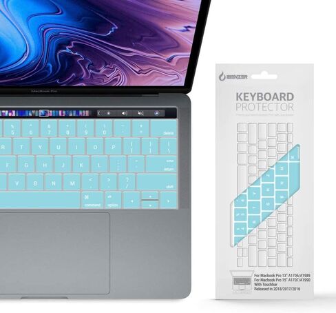 IBENZER Macaron Series Silicone Keyboard Cover for MacBook Pro 13’’ or 15’’ with Touch Bar (2018 2017 2016 Model: A1706 A1707 A1989 A1990), Black,MKC05BK in Kuwait