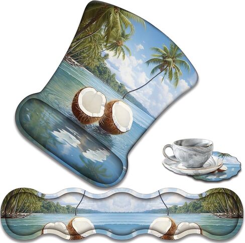 Ergonomic Keyboard Wrist Support Pad and Wrist Support Mouse Pad, Anti-Slip with Gel Memory Mouse Pad Set, Suitable for Office Use/Home Use - Colorful Rose Flower Skull in Saudi Arabia