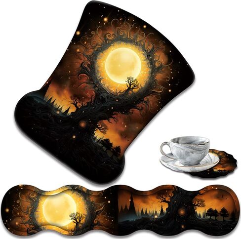Ergonomic Keyboard Wrist Support Pad and Wrist Support Mouse Pad, Anti-Slip with Gel Memory Mouse Pad Set, Suitable for Office Use/Home Use - Colorful Rose Flower Skull in Saudi Arabia