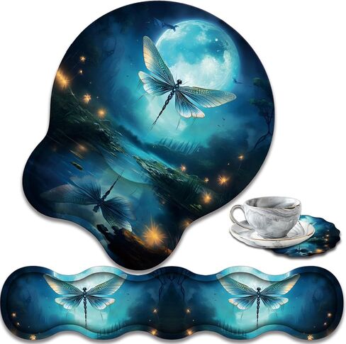 Ergonomic Keyboard Wrist Support Pad and Wrist Support Mouse Pad, Anti-Slip with Gel Memory Mouse Pad Set, Suitable for Office Use/Home Use - Colorful Rose Flower Skull in Saudi Arabia
