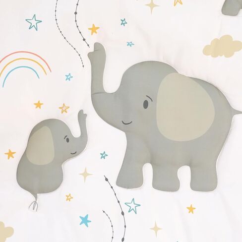 The Peanutshell 3 Piece Elephant Whimsy Baby Crib Bedding Set Boy or Girl, Nursery Decor Boy Crib Comforter Set, Classic Neutral Ivory & Cream Tones Quilt and Accessories, Gender Neutral in Saudi Arabia