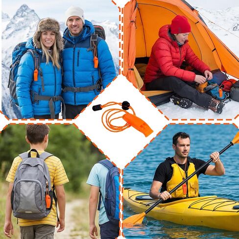Thinp 9 Pcs Emergency Whistle, Shrill Loud Plastic Whistles with Lanyard 120db Loud Whistles Bulk for Boating Camping Hiking Fishing Outdoors (Orange) in Saudi Arabia