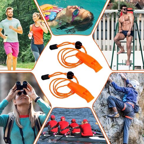 Thinp 9 Pcs Emergency Whistle, Shrill Loud Plastic Whistles with Lanyard 120db Loud Whistles Bulk for Boating Camping Hiking Fishing Outdoors (Orange) in Saudi Arabia