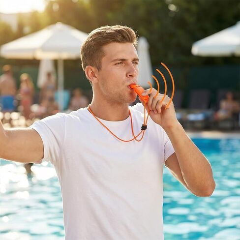 Thinp 9 Pcs Emergency Whistle, Shrill Loud Plastic Whistles with Lanyard 120db Loud Whistles Bulk for Boating Camping Hiking Fishing Outdoors (Orange) in Saudi Arabia