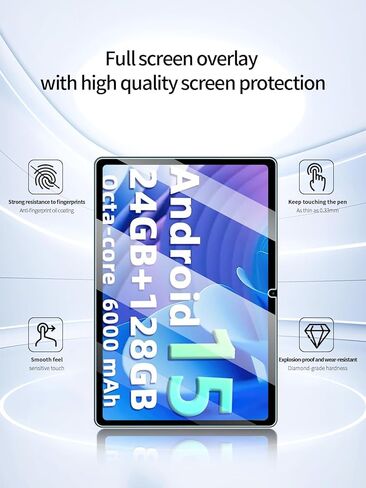 واقي شاشة لجهاز Raemond K80 Tablet مقاس 10 بوصات يعمل بنظام Android، مضاد للخدش 9H حساس للمس، حواف مستديرة 2.5D خالية من الفقاعات، سهل التركيب، عبوتان. in Kuwait