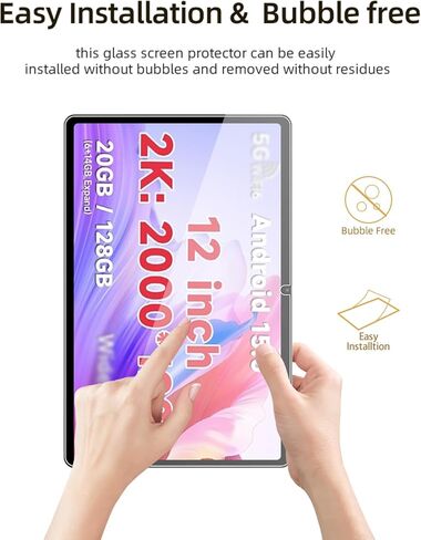واقي شاشة لجهاز PEICHENG T30 MAX Tablet Android 15 12 بوصة، طبقة من الزجاج المقوى عالي الدقة مقاوم للخدش لحماية السقوط PEICHENG T30 MAX، حساس للمس، مضاد لبصمات الأصابع، عبوة واحدة. in Kuwait