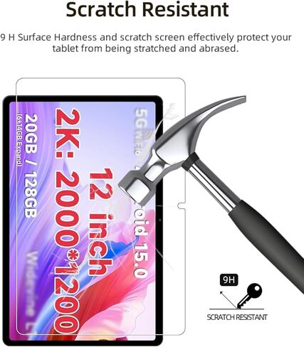 واقي شاشة لجهاز PEICHENG T30 MAX Tablet Android 15 12 بوصة، طبقة من الزجاج المقوى عالي الدقة مقاوم للخدش لحماية السقوط PEICHENG T30 MAX، حساس للمس، مضاد لبصمات الأصابع، عبوة واحدة. in Kuwait
