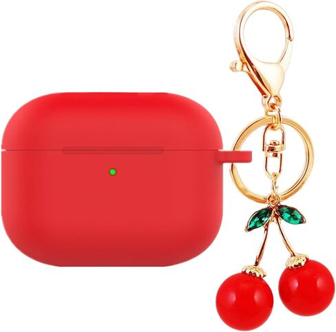 for AirPods Pro 3 Case Cute with Keychain,Funny Cherry Key Chain Fashion Protective Earphone Cover Case for AirPods Pro 3rd Gen,Soft Silicone Case for AirPods Pro3 Case Women Girl (Red) in Saudi Arabia