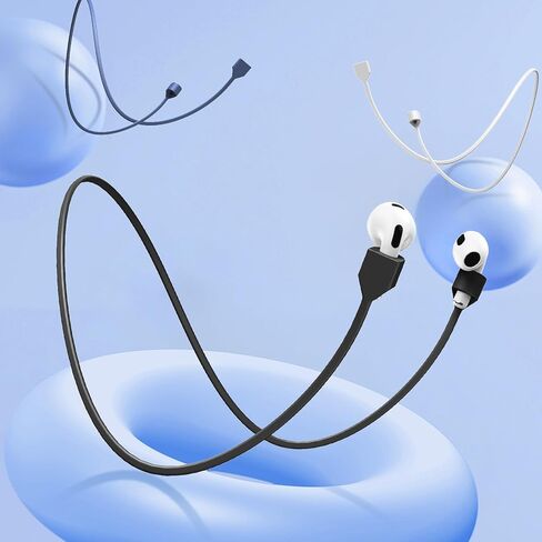 3 قطع حبل مغناطيسي مضاد للفقد متوافق مع Airpods All، حزام سيليكون ناعم، حاملات سماعات الأذن حول الرقبة، أسود + رمادي + أزرق in Saudi Arabia