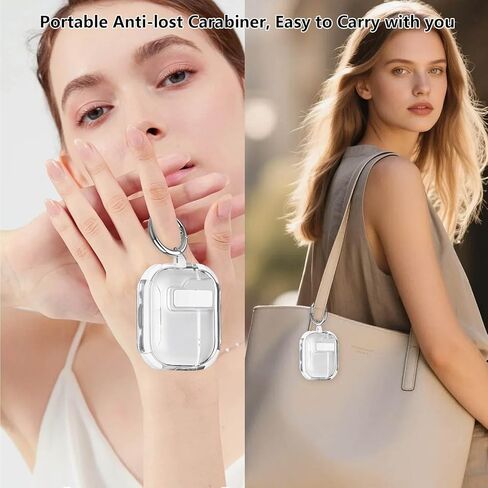 حافظة شفافة لـ Airpods Pro 3، قفل آمن لجهاز Airpods pro الجيل الثالث مع حامل هاتف غير مرئي، منبثق تلقائي، تصميم حماية هجين مع حلقة تسلق وقلم تنظيف - أبيض in Kuwait