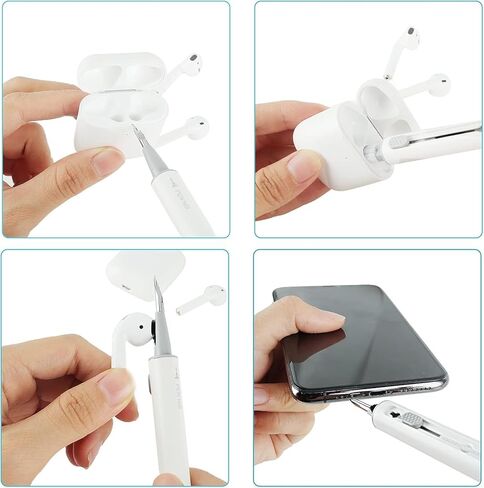حافظة شفافة لـ Airpods Pro 3، قفل آمن لجهاز Airpods pro الجيل الثالث مع حامل هاتف غير مرئي، منبثق تلقائي، تصميم حماية هجين مع حلقة تسلق وقلم تنظيف - أبيض in Kuwait