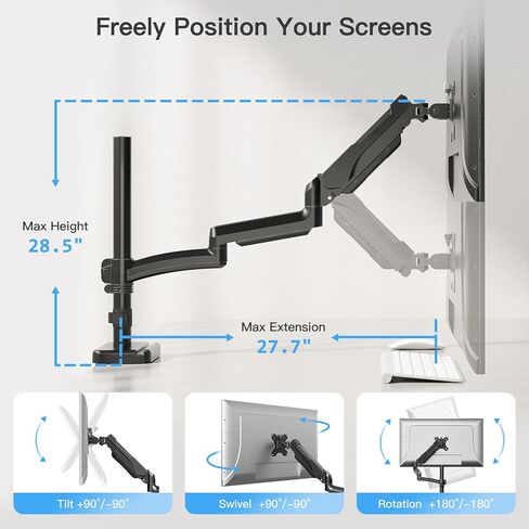 MOUNTUP 27inch Extra Long Monitor Arm + VESA Mount Extender, Monitor Extension Bracket Adapter in Saudi Arabia