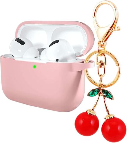 for AirPods Pro 3 Case Cute with Keychain,Funny Cherry Key Chain Fashion Protective Earphone Cover Case for AirPods Pro 3rd Gen,Soft Silicone Case for AirPods Pro3 Case Women Girl (Red) in Saudi Arabia