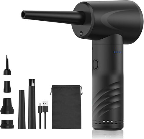 Zerodis Electric Cordless Duster Compressed Air Dusters High Power Air Blower Computer Keyboard Duster Car Interiors Vacuum Cleaner with 6 Nozzles for Electronics Auto Use Electric (AD33 Standard in Kuwait