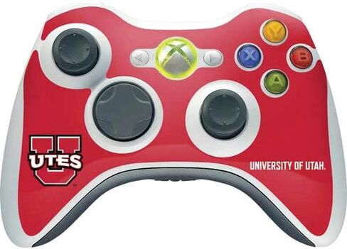 ملصق Skinit المخصص للألعاب متوافق مع وحدة التحكم اللاسلكية Xbox 360 - تصميم Block U المرخص رسميًا من جامعة يوتا in Kuwait